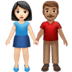 👩🏻‍🤝‍👨🏽 woman and man holding hands: light skin tone, medium skin tone display on Apple